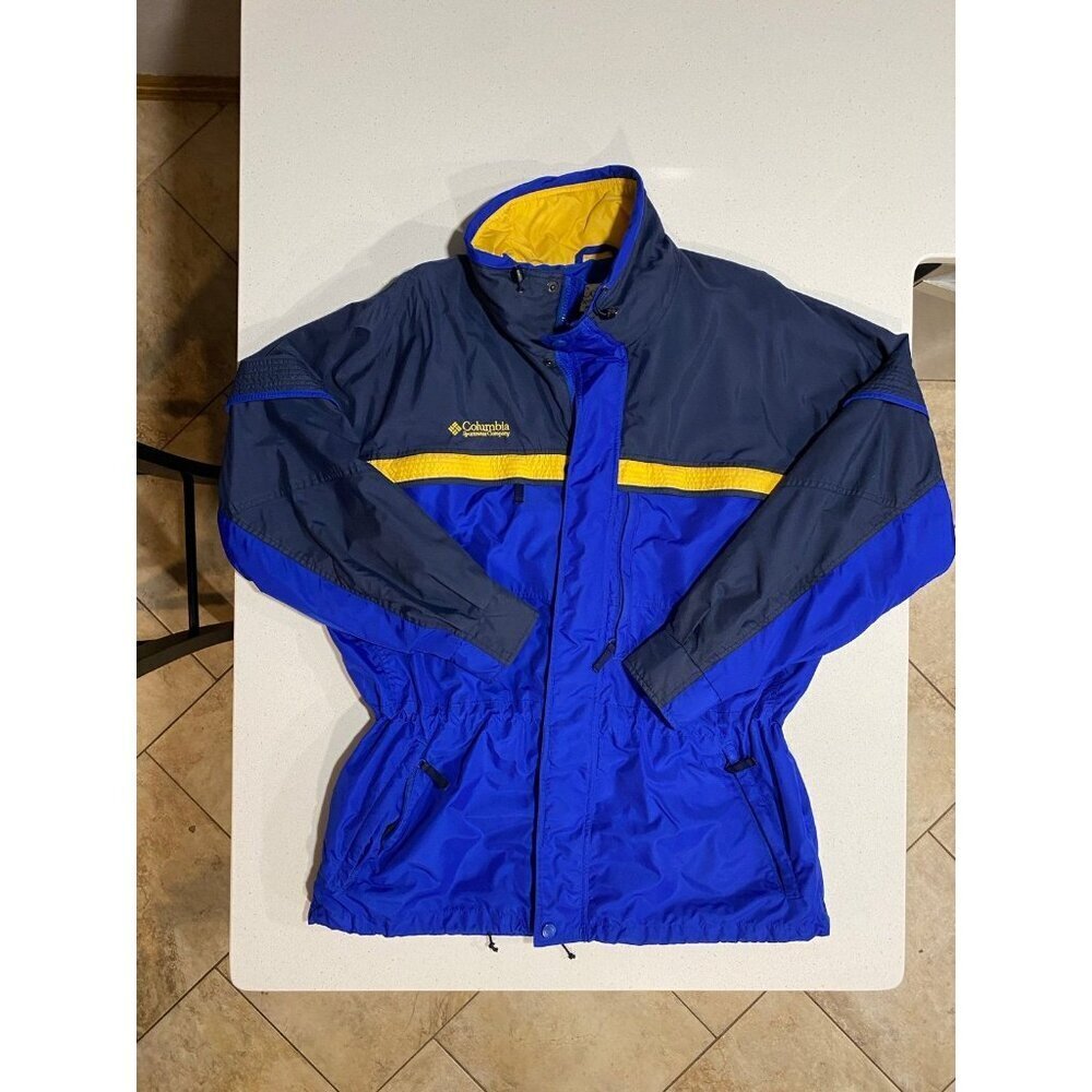 Men’s Columbia Blue & Yellow Rain Jacket Limited Gizzmo